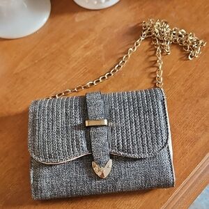 #138 Gray Clutch & Gold Chain Western Inspired